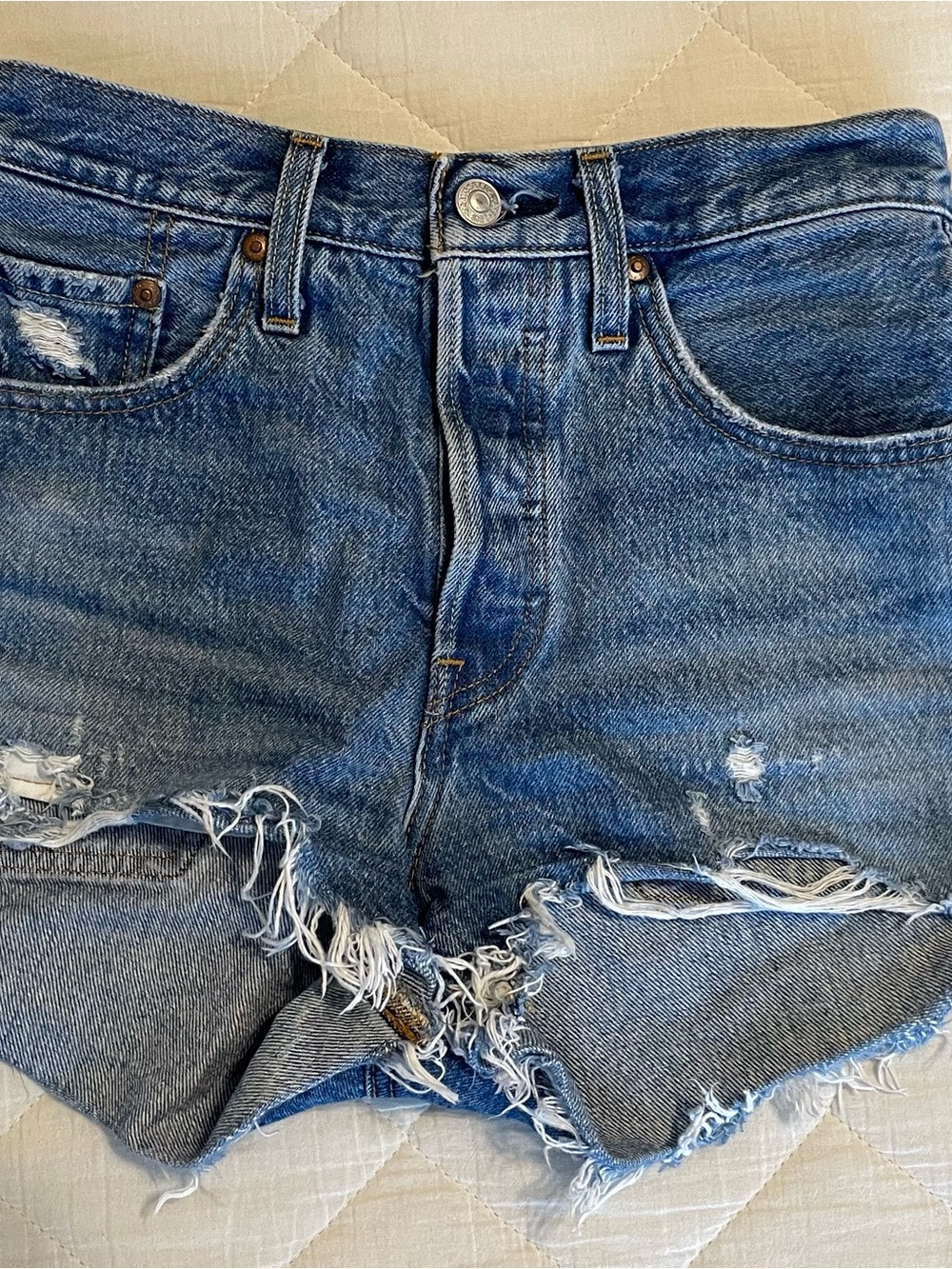 Levi's Distressed Cutoff Jean Shorts - Blue